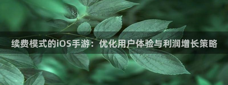 摩根娱乐这个平台怎么样知乎：续费模式的iOS手游：优化用户体